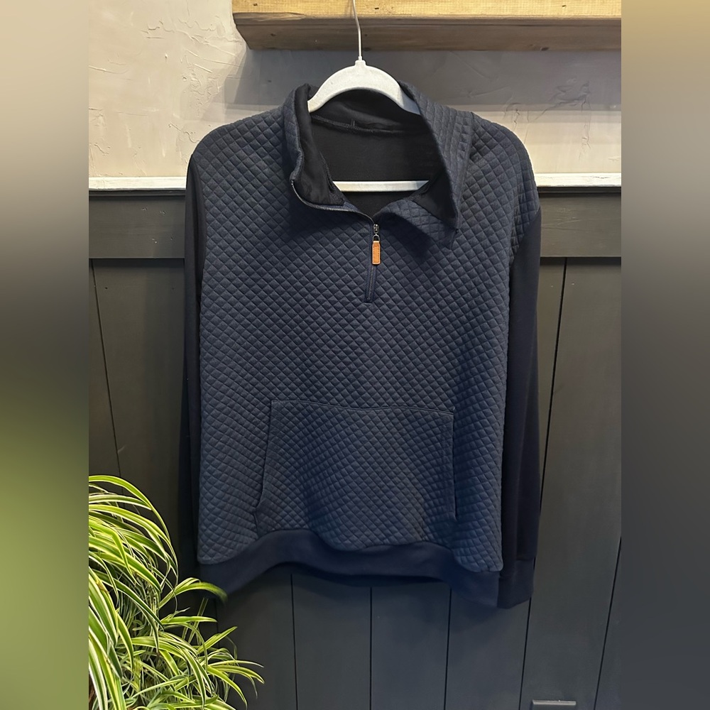 BTFBM‎ Quilted 1/4 Zip Pullover Top Navy Blue size XL